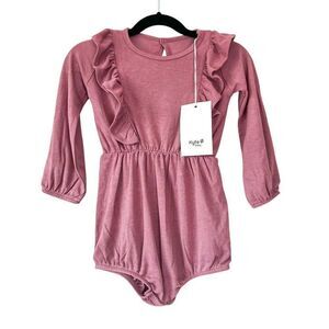 NWT! Kyte Baby Dusty Rose Ruffle Long Sleeve Bubble Romper Size 2T
